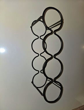 Black Metal 8 Bottle Wine Rack Countertop Holder Modern Minimalist 18” Wide